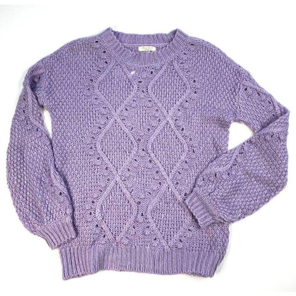 Ultra Flirt Sweater Top XS Purple Chunky-Knit Crew‎